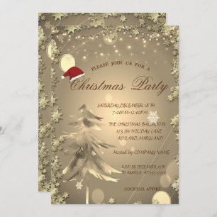 Invitation Arbre de Noël, Étoiles, Fête de Noël du Père Noël