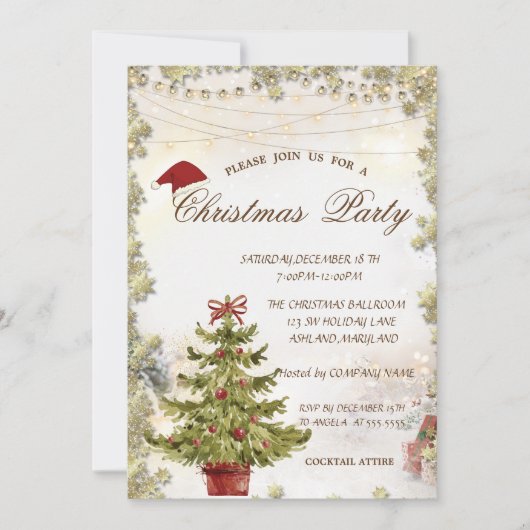 Invitation Arbre de Noël, Étoiles présente Compagnie de Noël (Devant)