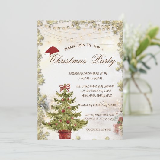 Invitation Arbre de Noël, Étoiles présente Compagnie de Noël (Debout devant)