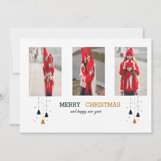 Invitation Arbre de Noël & Étoiles | Vacances (Devant)