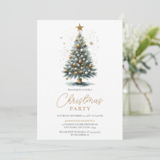 Invitation Arbre de Noël Faux Glitter (Debout devant)