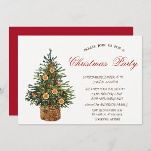 Invitation Arbre de Noël, Fête de Noël Rouge