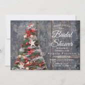 Invitation Arbre de Noël Fête des mariées rouge rustique en b (Devant)