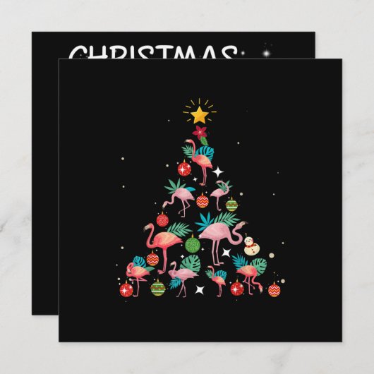 Invitation Arbre de Noël Flamant rose drôle (Devant / Derrière)