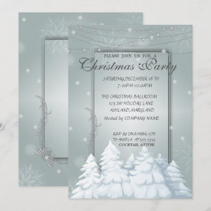 Invitation Arbre de Noël, Flocons de neige Fête de Noël d'ent