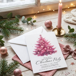 Invitation Arbre de Noël hivernal rose élégant
