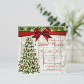 Invitation Arbre de Noël, Lumières et Ruban Rouge (Debout devant)