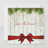 Invitation Arbre de Noël, Lumières et Ruban Rouge (Dos)