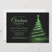 Invitation Arbre de Noël lumineux à paillettes vertes pour fê (Devant)