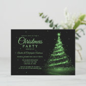 Invitation Arbre de Noël lumineux à paillettes vertes pour fê (Debout devant)