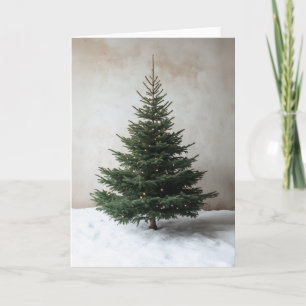 Invitation Arbre de Noël minimaliste avec lumière douce sur l