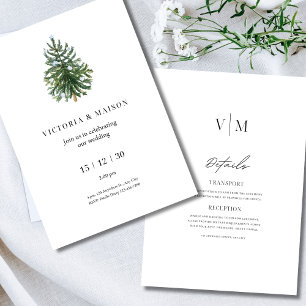 Invitation Arbre de Noël Minimaliste Mariage Vacances d'Hiver