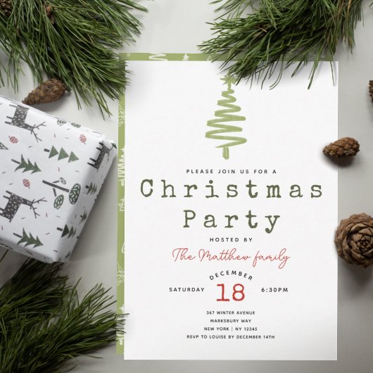 Invitation Arbre de Noël minimaliste moderne
