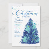 Invitation Arbre de Noël Moderne Bleu Turquoise Fête de Noël (Devant)