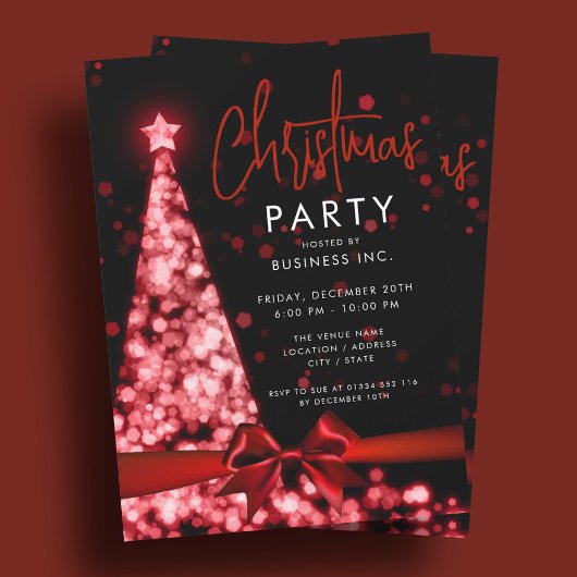 Invitation Arbre de Noël moderne Red Corporate Party