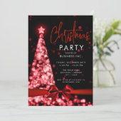Invitation Arbre de Noël moderne Red Corporate Party (Debout devant)