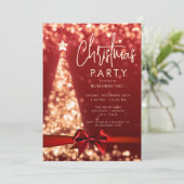 Invitation Arbre de Noël moderne Red Gold (Debout devant)