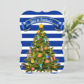 Invitation Arbre de Noël nautique personnalisé (Debout devant)