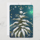 Invitation Arbre de Noël neigeux, Diamants et Snowflakes (Dos)
