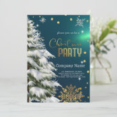 Invitation Arbre de Noël neigeux, Diamants et Snowflakes (Debout devant)