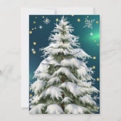 Invitation Arbre de Noël neigeux, Diamants et Snowflakes (Dos)
