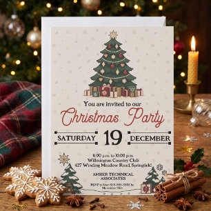 Invitation Arbre de Noël Nordique Vintage Fête de Fêtes