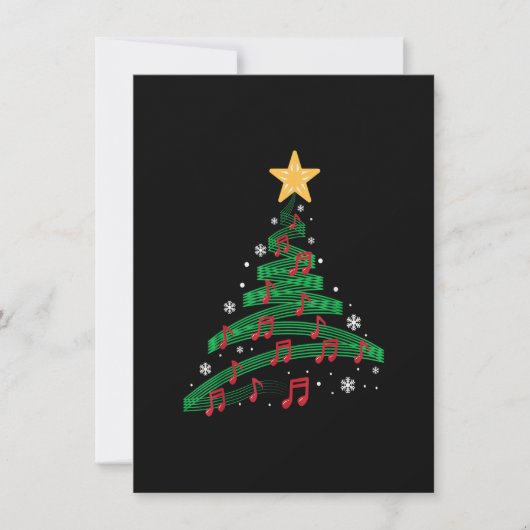 Invitation Arbre de Noël Notes musicales Chanson Funny Family (Devant)