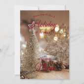 Invitation Arbre de Noël Or, Étoiles Glitterie (Devant)