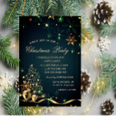 Invitation Arbre de Noël Or Flammes de neige vertes Noël