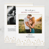Invitation Arbre de Noël Or Simple Deux Photo Holiday Card (Devant / Derrière)