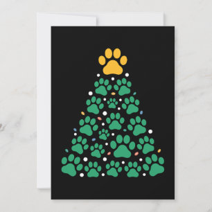Invitation Arbre de Noël Patte Chien Chat Animal Fêtes Noël