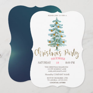 Invitation Arbre de Noël pin élégant Entreprise de Noël Parti