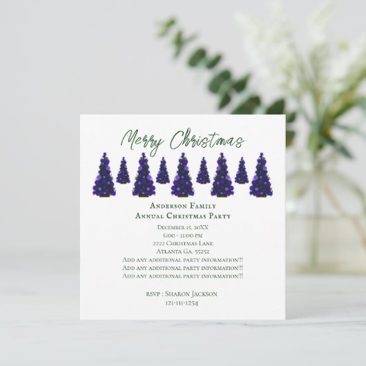 Invitation Arbre de Noël pourpre (Debout devant)