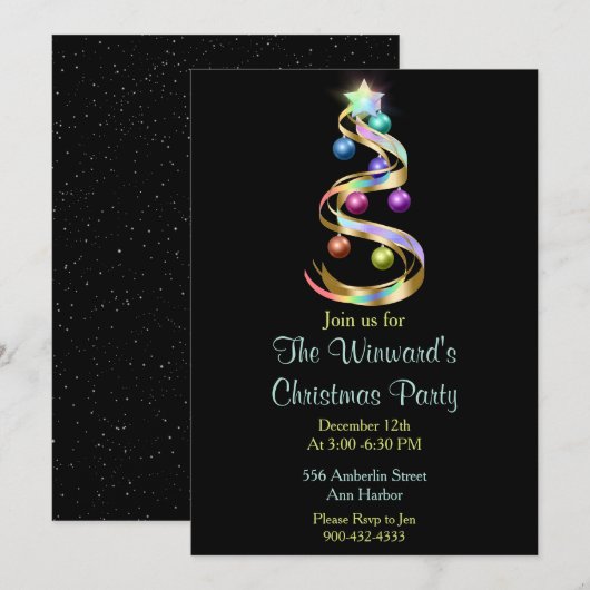 Invitation Arbre de Noël Rainbow (Devant / Derrière)