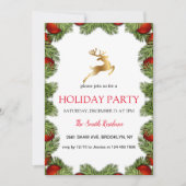 Invitation Arbre de Noël, rennes dorés (Devant)