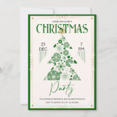 Invitation Arbre de Noël rétro Élégante fête de Noël verte (Devant)