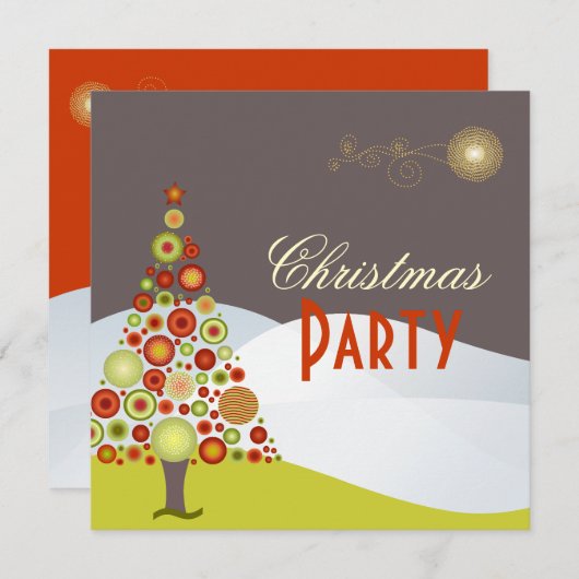 Invitation Arbre de Noël rétro PixDezines (Devant / Derrière)