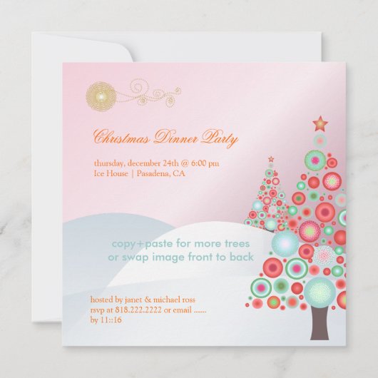 Invitation Arbre de Noël rétro PixDezines (Dos)