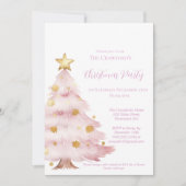 Invitation Arbre de Noël rose (Devant)