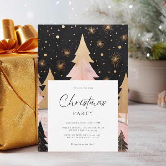 Invitation Arbre de Noël rose