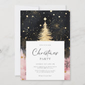 Invitation Arbre de Noël rose (Devant)