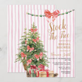 Invitation Arbre de Noël Rose Bow Shower de Mariée (Devant / Derrière)