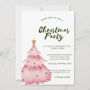 Invitation Arbre de Noël Rose Fête de l'entreprise de Noël