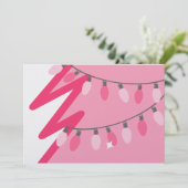 Invitation Arbre de Noël rose / Fête de Noël rétro (Debout devant)