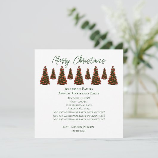 Invitation Arbre de Noël rouge (Debout devant)
