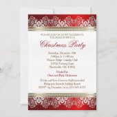 Invitation Arbre de Noël rouge, argenté et or (Devant)