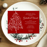 Invitation Arbre de Noël Rouge Brunch d'Après-Mariage d'Hiver<br><div class="desc">Invitez vos invités à poursuivre la fête le matin après la cérémonie de mariage en décembre et la réception avec l'invitation festive Arbre de Noël Rouge Brunch d'Après-Mariage d'Hiver. Cette élégante invitation personnalisée pour le petit-déjeuner ou le déjeuner d'après-mariage hivernal présente un arbre de Noël blanc complexe sur un fond...</div>