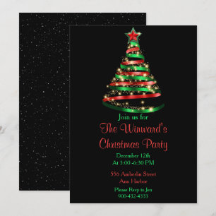 Invitation Arbre de Noël rouge et vert