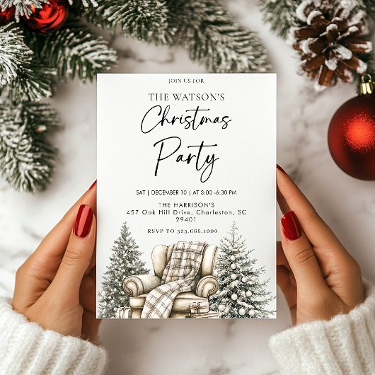 Invitation Arbre de Noël rustique