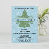 Invitation Arbre de Noël Société Fête Bleu neige (Debout devant)